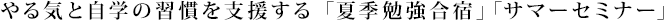 やる気と自学の習慣を支援する｢夏季勉強合宿｣「サマーセミナー」